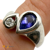 Legend Jewelry 14k White Gold 0.75ct Tanzanite and 0.11ct Diamond Bypass Ring Size 6.75