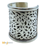 Signed Sterling Silver 925 Giant Wide Overlay Cuff Bracelet