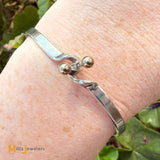 Vintage Tiffany & Co. Sterling Silver 925 and 14K Yellow Gold Trim Hook and Eye Bangle Bracelet