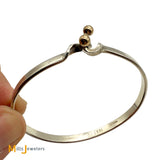 Vintage Tiffany & Co. Sterling Silver 925 and 14K Yellow Gold Trim Hook and Eye Bangle Bracelet
