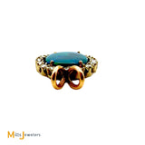 14K Yellow Gold 1.17ct Australian Fire Opal and Diamond Oval Pendant