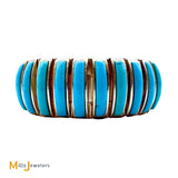 Vintage Betty Thomas Sanel Navajo Sterling Silver 925 Turquoise Link Bracelet 7"