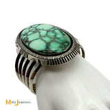 Loren Thomas Begay Sterling Silver 925 Navajo Large 55ct Oval Turquoise Cuff Bracelet