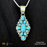 Genevieve Jones Navajo Sterling Silver 925 Sleeping Beauty Turquoise Dangle Pendant