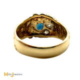 14K Yellow Gold 1.2ct Blue Sapphire and 0.22ctw Diamond Nugget Ring Size 9.25