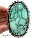 Loren Thomas Begay Sterling Silver 925 Navajo Large 55ct Oval Turquoise Cuff Bracelet