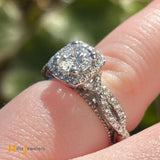 Verragio 14K White Gold .70ct Round Brilliant Diamond 1.02ctw Halo Engagement Ring Size 3.5