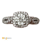 Verragio 14K White Gold .70ct Round Brilliant Diamond 1.02ctw Halo Engagement Ring Size 3.5