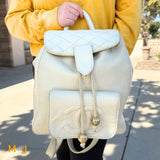 Vintage Chanel Double C Cream Lambskin Drawstring Flap Backpack