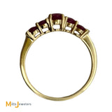 14K Yellow Gold 1.11ctw Ruby and 0.04ctw Diamond Band Ring Size 7