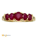 14K Yellow Gold 1.11ctw Ruby and 0.04ctw Diamond Band Ring Size 7