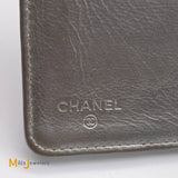 Chanel Metallic Silver Chevron Quilted Calfskin Leather Classic Long Wallet