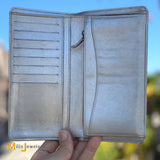 Chanel Metallic Silver Chevron Quilted Calfskin Leather Classic Long Wallet