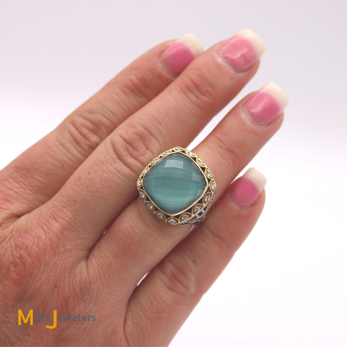 TACORI Barbados Blue Two Tone 18K Gold and Sterling Silver Ring