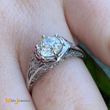 Platinum GIA-Certified 1.09ct Old Mine Brilliant Cut Diamond Engagement Ring Size 6.25