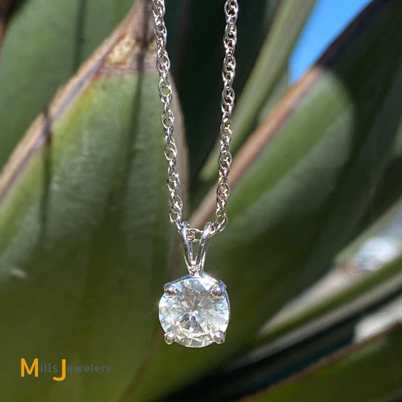 14K White Gold 1.63ct GIA-Certified Round Brilliant Diamond Pendant Necklace
