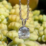 14K White Gold 1.63ct GIA-Certified Round Brilliant Diamond Pendant Necklace