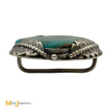 Signed MB Sterling Silver 925 Large Turquoise Belt Buckle