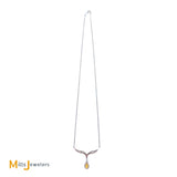 14K White Gold 1.27ct Citrine 0.14ctw Diamond Dangle Necklace