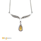 14K White Gold 1.27ct Citrine 0.14ctw Diamond Dangle Necklace
