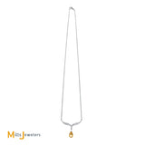 14K White Gold 1.27ct Citrine 0.14ctw Diamond Dangle Necklace