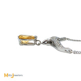 14K White Gold 1.27ct Citrine 0.14ctw Diamond Dangle Necklace