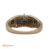 14kt Yellow Gold .54ctw Blue Sapphire .12ctw Diamond Cocktail Ring Size 6.75