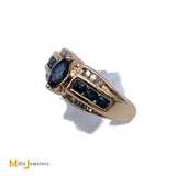 14kt Yellow Gold .54ctw Blue Sapphire .12ctw Diamond Cocktail Ring Size 6.75