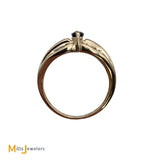 14kt Yellow Gold .54ctw Blue Sapphire .12ctw Diamond Cocktail Ring Size 6.75