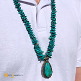 Signed JF 10.12ct Turquoise Nugget & Heishi Shell Necklace