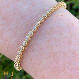 14K Yellow Gold 1.90ctw Round Brilliant Diamond Link Tennis Bracelet