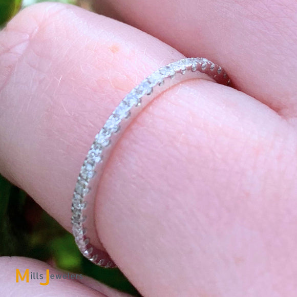 Signed HJ Namdar 14K White Gold 0.44ctw Diamond Eternity Band Ring Size 6.75
