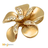 14K Yellow Gold 0.30ctw Diamond Plumeria Flower Pendant