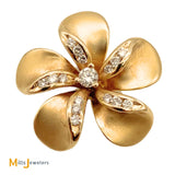 14K Yellow Gold 0.30ctw Diamond Plumeria Flower Pendant