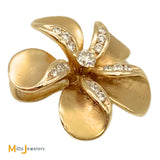 14K Yellow Gold 0.30ctw Diamond Plumeria Flower Pendant
