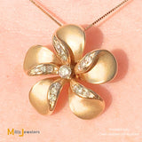 14K Yellow Gold 0.30ctw Diamond Plumeria Flower Pendant