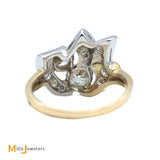14K White Yellow Gold 1.06ctw Diamond Tutone Cocktail Ring Size 6