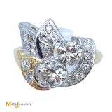 14K White Yellow Gold 1.06ctw Diamond Tutone Cocktail Ring Size 6