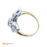 14K White Yellow Gold 1.06ctw Diamond Tutone Cocktail Ring Size 6