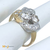 14K White Yellow Gold 1.06ctw Diamond Tutone Cocktail Ring Size 6
