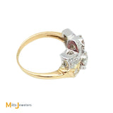 14K White Yellow Gold 1.06ctw Diamond Tutone Cocktail Ring Size 6