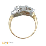 14K White Yellow Gold 1.06ctw Diamond Tutone Cocktail Ring Size 6