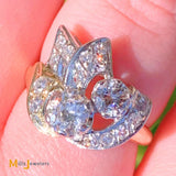 14K White Yellow Gold 1.06ctw Diamond Tutone Cocktail Ring Size 6