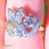 14K White Yellow Gold 1.06ctw Diamond Tutone Cocktail Ring Size 6