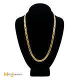 14K Yellow Gold 7mm Cuban Curb Link Chain 22 Inch