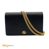 Gucci GG Marmont Black Leather Wallet On Chain