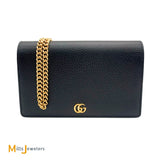 Gucci GG Marmont Black Leather Wallet On Chain