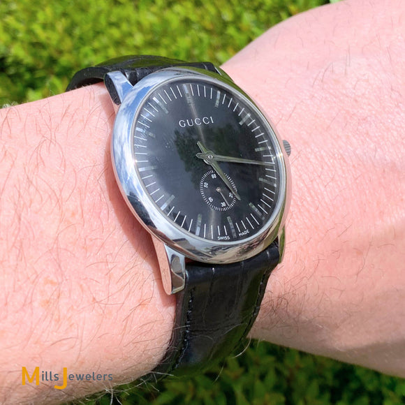 Gucci 5600M 40mm Mechanical Black Crocodile Men's Watch