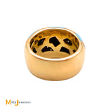 18K Yellow Gold Roberto Coin Turquoise 0.72ctw Diamond Mosaic Ring Size 6.5