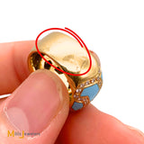 18K Yellow Gold Roberto Coin Turquoise 0.72ctw Diamond Mosaic Ring Size 6.5